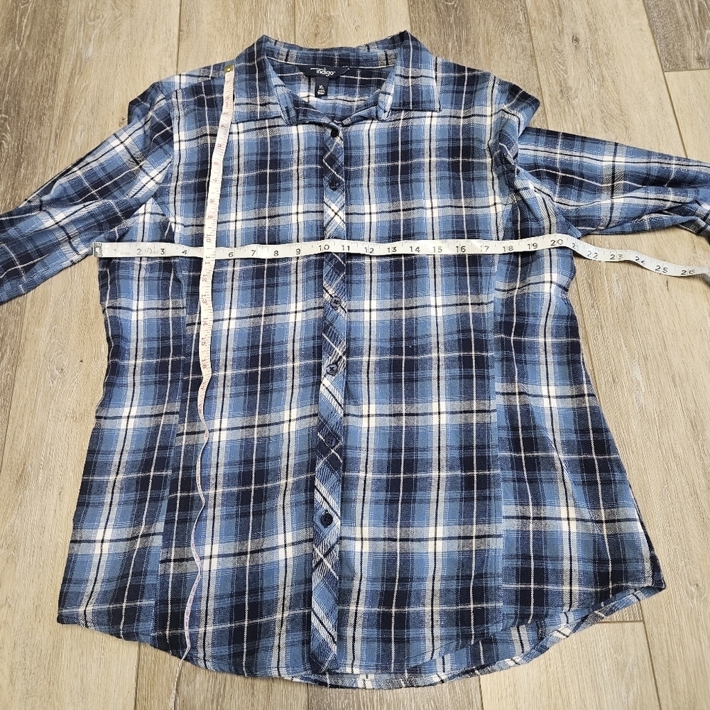 Great Northwest Indigo Blue Flannel Button Up Shirt Top Long SleeveWomen's XL - Picture 2 of 6